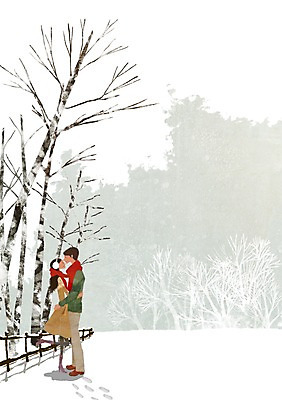 전신 PSD 나무 식물 커플 계절 여자 남자 행복 커플라이프 겨울 데이트 일러스트 안기 함께함 사랑 서기 사람 성인 두명 설원 다정 눈 발자국 성인만 국내일러스트 자연요소 라이프스타일 감정 컨셉 관계 자국 모션 날씨 눈_날씨 파일형식