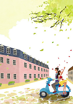 전신 PSD 나무 식물 건축물 커플 여자 남자 행복 교통수단 꽃다발 커플라이프 데이트 일러스트 함께함 사랑 사람 앉기 성인 두명 건물 다정 드라이브 스쿠터 오토바이 성인만 국내일러스트 라이프스타일 건축 꽃 감정 교통 컨셉 관계 모션 바이크 운전 파일형식