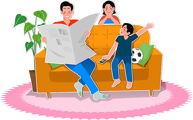 전신 식물 라이프스타일 여자 남자 행복 화분 아들 어린이 컨셉 쿠션 거실 의자 일러스트 축구공 공 가족 엄마 함께함 사람 앉기 소년 성인 라이프 세명 소파 화목 카펫 피규어 신문 아빠 페이퍼아트 리모컨 종이공예 국내일러스트 AI파일 감정 가구 축구용품 관계 모션 생활 간행물 미니어처 뉴스 공예 파일형식 벡터