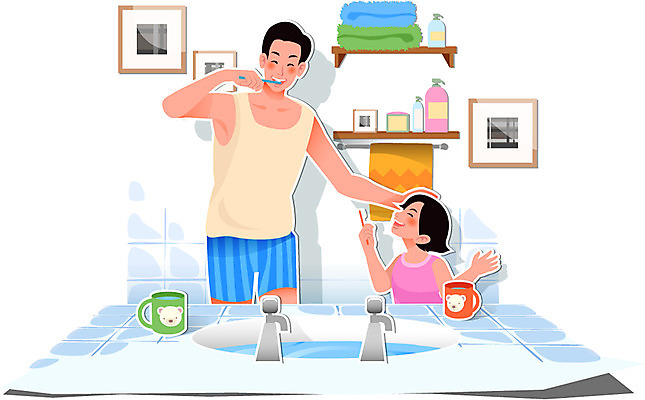 라이프스타일 여자 남자 딸 행복 어린이 액자 컨셉 일러스트 가족 선반 함께함 서기 사람 소녀 상반신 성인 두명 라이프 컵 수건 화목 피규어 욕실 양치 아빠 페이퍼아트 칫솔 세면대 종이공예 화장실 부녀 국내일러스트 AI파일 식기 감정 가구 관계 모션 생활 위생용품 청결 미니어처 공예 파일형식 벡터