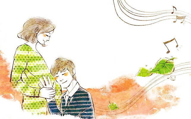 PSD 우먼라이프 라이프스타일 부부 커플 여자 남자 행복 음악 음표 일러스트 엄마 남편 서기 웃음 사람 상반신 성인 두명 라이프 눈감음 소리 임산부 임신 아내 출산 아빠 보호 태교 설레임 복부 성인만 국내일러스트 기호 감정 컨셉 가족 관계 모션 문화예술 표정 생활 신체부위 파일형식