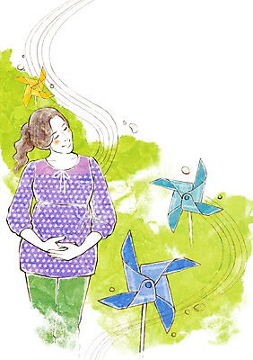 PSD 우먼라이프 라이프스타일 응시 여자 행복 일러스트 엄마 한명 서기 웃음 사람 상반신 성인 라이프 장난감 임산부 임신 출산 보호 놀이기구 바람개비 태교 설레임 여자만 여자한명만 성인여자만 성인만 국내일러스트 1 시선 감정 컨셉 가족 모션 표정 생활 파일형식