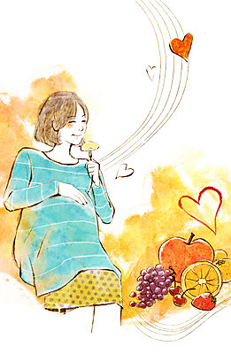 PSD 우먼라이프 라이프스타일 여자 행복 포크 오렌지 과일 일러스트 딸기 포도 엄마 귤 한명 웃음 들기 사람 앉기 상반신 성인 라이프 임산부 임신 출산 체리 보호 사과 먹기 태교 설레임 여자만 여자한명만 성인여자만 성인만 국내일러스트 1 식기 감정 컨셉 가족 모션 표정 생활 파일형식