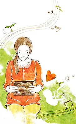 PSD 우먼라이프 라이프스타일 응시 여자 행복 음악 음표 일러스트 엄마 한명 들기 사람 앉기 상반신 성인 라이프 새싹 임산부 임신 출산 보호 태교 설레임 초음파사진 여자만 여자한명만 성인여자만 성인만 국내일러스트 식물 1 기호 시선 감정 컨셉 가족 모션 문화예술 생활 파일형식