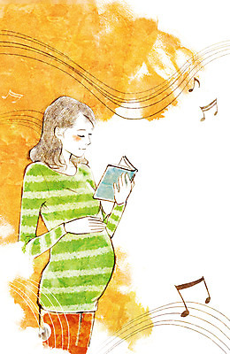 PSD 우먼라이프 라이프스타일 응시 여자 행복 음악 음표 일러스트 엄마 한명 서기 들기 사람 상반신 성인 라이프 책 독서 임산부 임신 출산 보호 태교 설레임 여자만 여자한명만 성인여자만 성인만 국내일러스트 1 기호 시선 감정 컨셉 가족 모션 문화예술 생활 파일형식