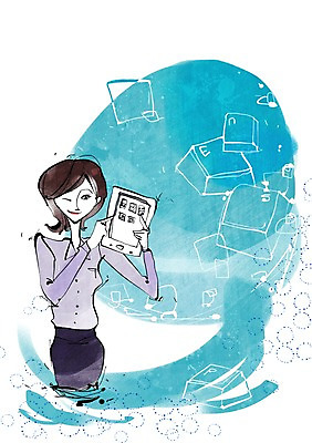 PSD 여자 백그라운드 일러스트 비즈니스 한명 서기 들기 사람 정장 상반신 성인 스마트기기 태블릿 키보드 직장인 비즈니스우먼 여자만 여자한명만 성인여자만 성인만 국내일러스트 직업 1 옷 모션 전자제품 파일형식