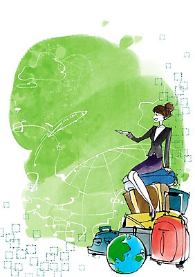 전신 PSD 여자 해외여행 여행 백그라운드 가방 일러스트 비즈니스 비행기 한명 사람 앉기 정장 성인 지구본 캐리어 여행가방 직장인 비즈니스우먼 여자만 여자한명만 성인여자만 성인만 국내일러스트 직업 1 해외 잡화 옷 항공교통 모션 대중교통 파일형식