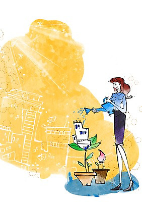 전신 PSD 식물 건축물 여자 꽃 화분 백그라운드 일러스트 비즈니스 한명 서기 들기 사람 정장 성인 건물 물뿌리개 직장인 비즈니스우먼 물주기 원예 여자만 여자한명만 성인여자만 성인만 국내일러스트 직업 1 옷 건축 모션 취미 파일형식