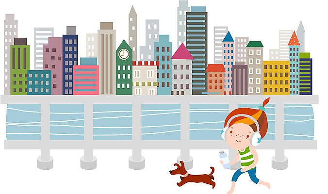 전신 동물 우먼라이프 라이프스타일 건축물 여자 행복 여유 일러스트 한명 서기 들기 사람 빌딩 건물 라이프 물 강 달리기 조깅 운동 헤드셋 강아지 물병 가교 여자만 여자한명만 국내일러스트 AI파일 자연요소 1 건축 감정 음향기기 모션 건강 생활 반려동물 헤드폰 개 물통 파일형식 벡터