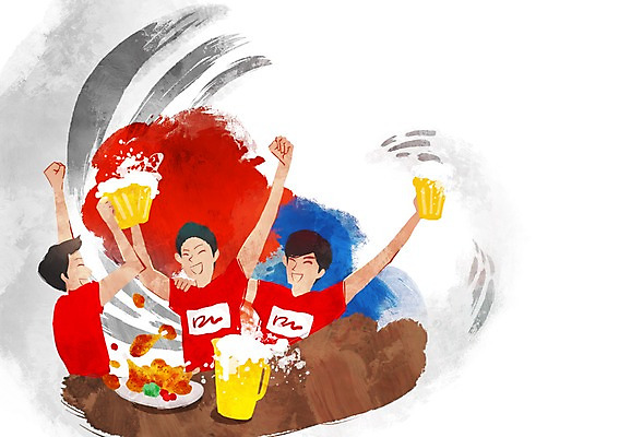 PSD 접시 남자 음식 일러스트 응원 탁자 맥주 한국 웃음 들기 사람 앉기 상반신 성인 세명 손들기 파이팅 기쁨 자신감 국기 태극기 음주 안주 흥분 건배 열정 맥주잔 열광 남자만 성인남자만 성인만 국내일러스트 식기 감정 아시아 가구 술잔 모션 주류 표정 파일형식