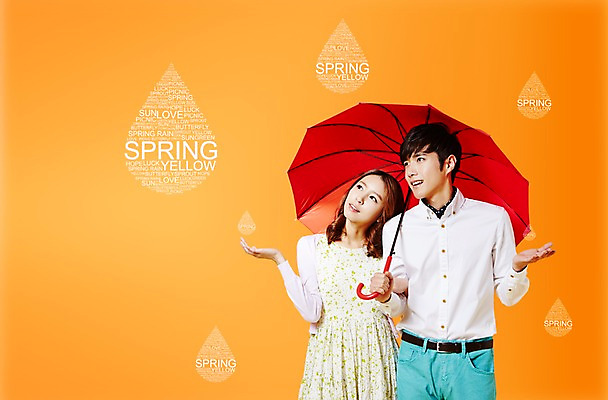 PSD 편집 편집이미지 배너 커플 계절 여자 남자 컬러 백그라운드 우산 날씨 프레임 따뜻함 서기 들기 사람 동양인 풍경 손짓 상반신 성인 두명 빨간색 손들기 주황색 봄 한국인 물방울 봄비 비 빗방울 알림 성인만 이미지편집 자연요소 관계 모션 인종 비_날씨 파일형식