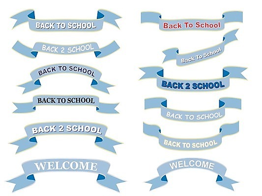 EPS 해외이미지 배너 교육 리본 일러스트 텍스트 학교 휴가 이벤트 빨간색 파란색 세트 검은색 흰색 축하 수집 신학기 복고 환영 고립 해외202004 해외일러스트 컬러 컨셉 파일형식 벡터 이미지허브