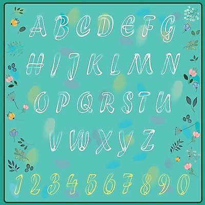 EPS 해외이미지 클립아트 모양 디자인 알파벳 영어 꽃 꽃무늬 일러스트 미술 그래픽 장식 세트 숫자 봄 흰색 심볼 펑키 타입 서명 고립 특별함 핸드메이드 스타일 해외202004 해외일러스트 식물 문자 계절 컬러 컨셉 무늬 문화예술 파일형식 벡터 이미지허브