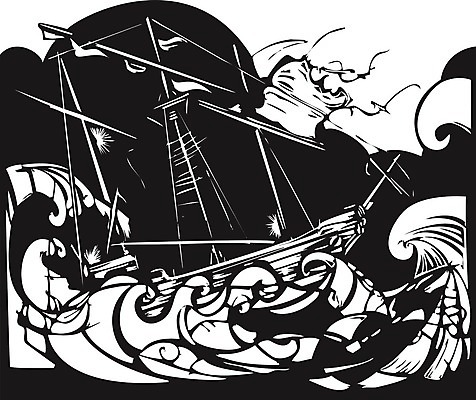 EPS 해외이미지 파도 일러스트 항해 보트 싱크대 폭풍 목판화 우울증 조난 해외202004 해외일러스트 바다 배_교통 날씨 질병 개수대 파일형식 벡터 이미지허브