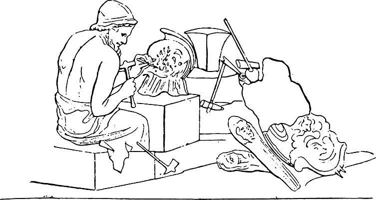 EPS 해외이미지 직업 조각 일러스트 공장 노동자 기술 미술 사람 검은색 이탈리아 장비 수확 골동품 흰색 공구 작업실 역사 제조 그림 판화 옛날 조각가 해외202004 해외일러스트 유럽 컬러 농업 공업 문화예술 도구 파일형식 벡터 이미지허브