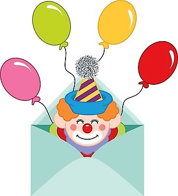 EPS 해외이미지 클립아트 행복 일러스트 봉투 사람 그래픽 컬러풀 파티 광대 축하 생일 유머 서커스 만화 쇼 풍선 고립 해외202004 해외일러스트 기념일 감정 컬러 컨셉 이벤트 파일형식 벡터 이미지허브