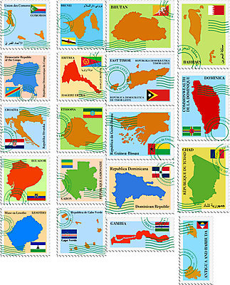 EPS 해외이미지 지도 일러스트 미술 깃발 에콰도르 크로아티아 우표 바레인 부탄 에티오피아 콩고 해외202004 해외일러스트 유럽 중동 아프리카 문화예술 남아메리카 남아시아 파일형식 벡터 이미지허브