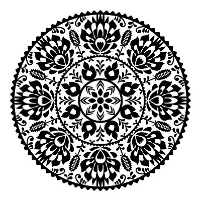 EPS 해외이미지 전통 꽃 패턴 일러스트 흑백 사람없음 화려 폴란드 해외202004 해외일러스트 식물 유럽 컨셉 무늬 촬영기법 파일형식 벡터 이미지허브