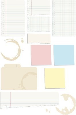 EPS 해외이미지 디자인 종이 일러스트 사람없음 세트 다양 메모지 찢어짐 엘리먼트 해외202004 해외일러스트 다수 모션 사무용품 파일형식 벡터 이미지허브