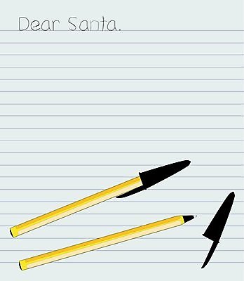 EPS 해외이미지 디자인 계절 어린이 백그라운드 크리스마스 일러스트 그래픽 산타클로스 펜 노란색 검은색 편지 고립 카피스페이스 해외202004 해외일러스트 기념일 컬러 사람 필기구 공백 파일형식 벡터 이미지허브