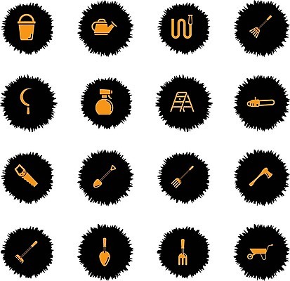 EPS 해외이미지 일러스트 물 정원 수레 도구 빨래 삽 양동이 분무기 낫 전기톱 해외202004 해외일러스트 자연요소 가사 카트 톱 파일형식 벡터 이미지허브