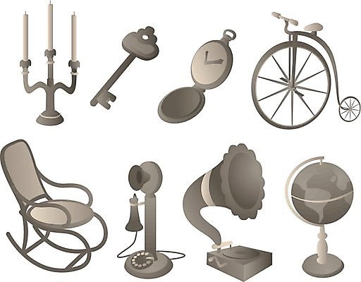 EPS 해외이미지 일러스트 열쇠 세트 자전거 골동품 전화기 심볼 손목시계 향수 축음기 구식 옛날 해외202004 해외일러스트 시계 음향기기 장신구 바이크 화장품 파일형식 벡터 이미지허브