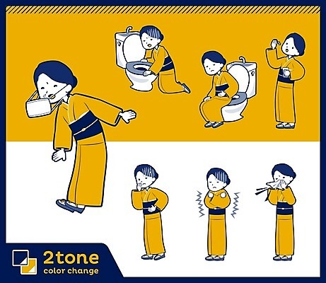 EPS 해외이미지 전신 여자 일러스트 건강 마스크 앉기 여러명 성인 약 노란색 추위 기모노 일본인 먹기 변기 구토 기침 오한 재채기 성인여자만 해외202004 해외일러스트 외국인 컬러 다수 의학 모션 사람 동양인 일본전통의상 증상 여자만 성인만 파일형식 벡터 이미지허브