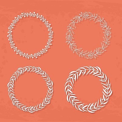 EPS 해외이미지 디자인 백그라운드 잎 일러스트 사람없음 그래픽 화환 공백 흰색 나뭇가지 원형 카피스페이스 코랄 해외202004 해외일러스트 도형 나무 식물 꽃 컬러 파일형식 벡터 이미지허브