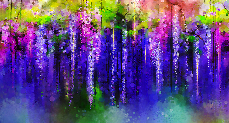 JPG 해외이미지 꽃 백그라운드 일러스트 수채화 미술 사람없음 보라색 그림 손그림 등나무 등나무꽃 해외202004 해외일러스트 나무 식물 컬러 문화예술 파일형식 이미지허브