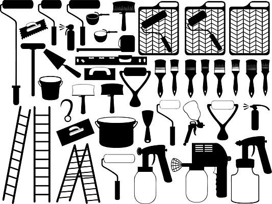 EPS 해외이미지 디자인 실루엣 일러스트 비즈니스 사다리 줄자 종류 세트 검은색 흰색 도구 붓 업무 고리 그룹 수리 그릴 작음 큼 수집 모종삽 양동이 오브젝트 국자 롤러 주걱 모음 고립 해외202004 해외일러스트 컬러 주방용품 촬영기법 자 한글 작업 크기 삽 파일형식 벡터 이미지허브