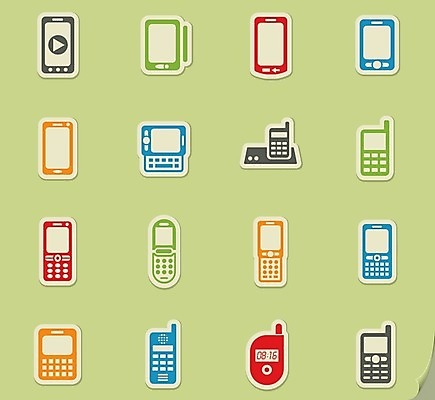 EPS 해외이미지 종이 스티커 일러스트 모바일 세포 스마트폰 핸드폰 휴대용 전화기 스마트 심볼 전자 PDA 터치스크린 셀룰러 해외202004 해외일러스트 컨셉 전자제품 스마트기기 오브젝트 파일형식 벡터 이미지허브