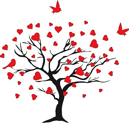 EPS 해외이미지 나무 일러스트 조류 추상 사람없음 빨간색 하트 해외202004 해외일러스트 모양 식물 동물 컬러 무늬 파일형식 벡터 이미지허브