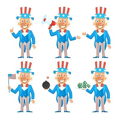 EPS 해외이미지 캐릭터 디자인 컨셉 돈 일러스트 휴가 아이디어 미술 그래픽 세트 미국 확성기 깃발 폭탄 만화 가득함 오브젝트 그림 클립 독립 마스코트 캐리커처 스타일 해외202004 해외일러스트 일러캐릭터 북아메리카 문화예술 재산 폭발물 파일형식 벡터 이미지허브