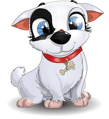 EPS 해외이미지 클립아트 동물 한마리 행복 백그라운드 일러스트 사람없음 반려동물 흰색 개 강아지 무당벌레 개캐릭터 카툰스타일 해외202004 해외일러스트 1 감정 컬러 동물캐릭터 곤충 포유류 파일형식 벡터 이미지허브