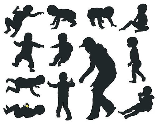 EPS 해외이미지 실루엣 어린이 일러스트 검은색 산책 단계 걸음마 돌봄 해외202004 해외일러스트 컬러 모션 휴식 촬영기법 사람 파일형식 벡터 이미지허브