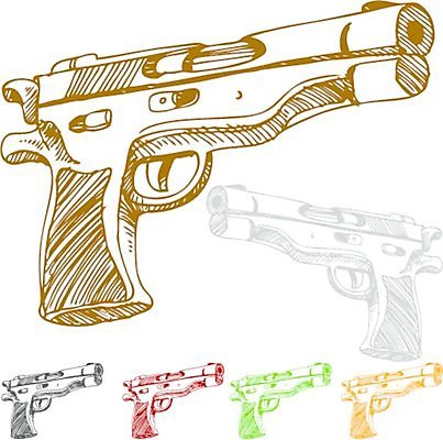 EPS 해외이미지 클립아트 무기 일러스트 미술 그래픽 빨간색 초록색 세트 갈색 노란색 검은색 회색 권총 총 흰색 만화 스케치 그림 클립 사수 리볼버 총포 해외202004 해외일러스트 컬러 문화예술 파일형식 벡터 이미지허브