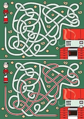 EPS 해외이미지 교육 길 할머니 크리스마스 일러스트 빨간색 초록색 산타클로스 쿠키 주방 게임 퍼즐 만화 뇌 그림 미로 해결 구성 쉬운 해외202004 해외일러스트 여자 기념일 노년 컬러 놀이 디저트 파일형식 벡터 이미지허브