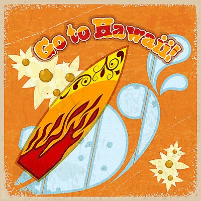 EPS 해외이미지 영어 꽃 일러스트 타이포그라피 사람없음 주황색 서핑보드 서핑 해외202004 해외일러스트 식물 문자 컬러 수상스포츠 보드_스포츠 파일형식 벡터 이미지허브