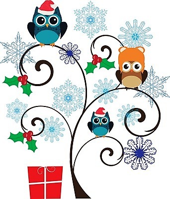 EPS 해외이미지 나무 크리스마스 일러스트 추상 눈꽃 사람없음 부엉이 해외202004 해외일러스트 식물 기념일 무늬 조류 눈_날씨 파일형식 벡터 이미지허브