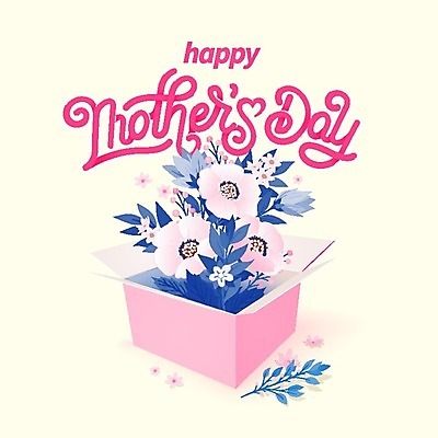 EPS 해외이미지 꽃 분홍색 백그라운드 일러스트 캘리그라피 사람없음 상자 어머니의날 해외202004 해외일러스트 식물 기념일 컬러 미국문화 파일형식 벡터 이미지허브
