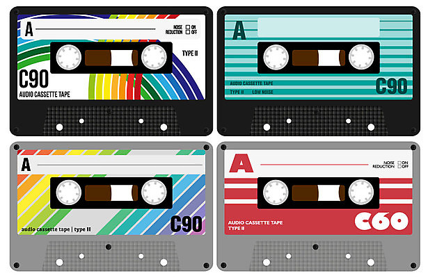 EPS 해외이미지 음악 일러스트 세트 소리 수확 흰색 카세트테이프 플라스틱 수집 복고 오디오 테이프 아날로그 스테레오 고립 옛날 해외202004 해외일러스트 컬러 농업 재질 문화예술 문구용품 전자제품 파일형식 벡터 이미지허브
