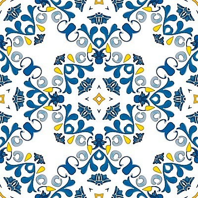 EPS 해외이미지 전통 디자인 패턴 오렌지 일러스트 벽지 추상 장식 파란색 노란색 흰색 포르투갈 타일 묘사 정사각형 모자이크 스페인어 아라베스크 엘리먼트 튀니지 해외202004 해외일러스트 도형 유럽 컬러 무늬 과일 아프리카 파일형식 벡터 이미지허브