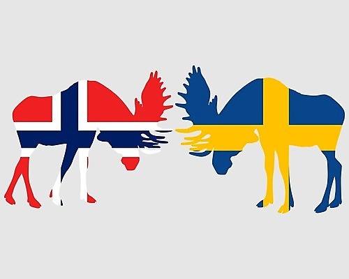 EPS 해외이미지 동물 배너 백그라운드 일러스트 뿔 스웨덴 노르웨이 빨간색 파란색 회색 흰색 깃발 뜨거움 바퀴자국 심볼 사인 황소 싸움 고립 전국 해외202004 해외일러스트 유럽 컬러 자국 모션 북유럽 소 파일형식 벡터 이미지허브