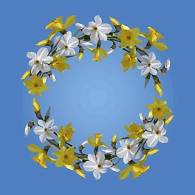 EPS 해외이미지 일러스트 사람없음 수선화 원형프레임 해외202004 해외일러스트 꽃 프레임 원형 파일형식 벡터 이미지허브