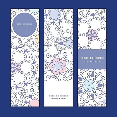 EPS 해외이미지 디자인 배너 꽃무늬 일러스트 프레임 사람없음 파란색 세트 화려 라인아트 해외202004 해외일러스트 꽃 선 컬러 컨셉 무늬 파일형식 벡터 이미지허브