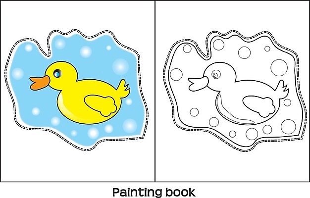 EPS 해외이미지 동물 어린이 일러스트 조류 부활절 잉크 오리 책 물 파란색 반사 노란색 페인트 그리기 만화 그림 부리 해외202004 해외일러스트 자연요소 기념일 컬러 모션 사람 파일형식 벡터 이미지허브