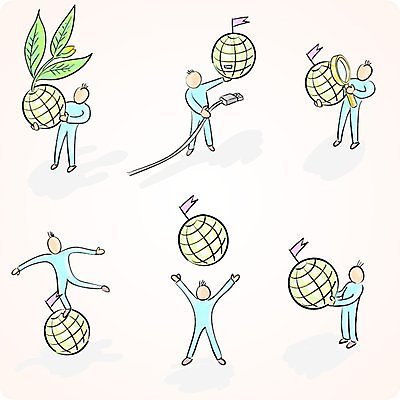 EPS 해외이미지 잎 생각 일러스트 세계 점프 깃발 관찰 던지기 연결 생태학 해외202004 해외일러스트 식물 교육 모션 파일형식 벡터 이미지허브