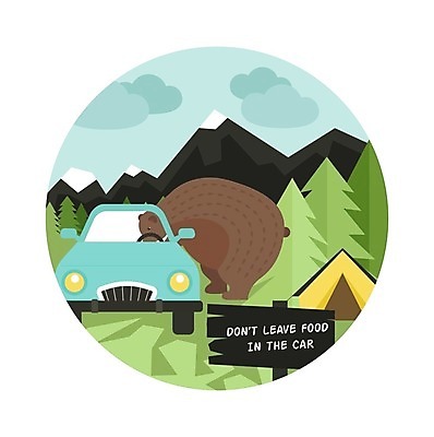 EPS 해외이미지 음식 일러스트 곰 산 텐트 사람없음 식사 숲 해외202004 해외일러스트 동물 포유류 캠핑도구 파일형식 벡터 이미지허브