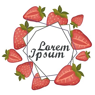 EPS 해외이미지 디자인 일러스트 딸기 아이스크림 디저트 프레임 사람없음 빨간색 해외202004 해외일러스트 음식 컬러 과일 파일형식 벡터 이미지허브