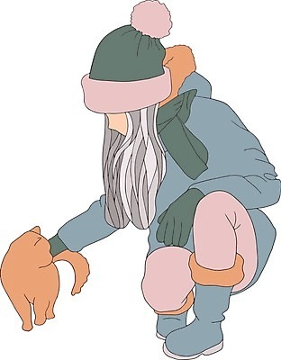 EPS 해외이미지 동물 캐릭터 손 디자인 여자 일러스트 미술 사람 목도리 고양이 추위 만화 그림 고립 해외202004 해외일러스트 일러캐릭터 잡화 포유류 문화예술 신체부위 반려동물 파일형식 벡터 이미지허브